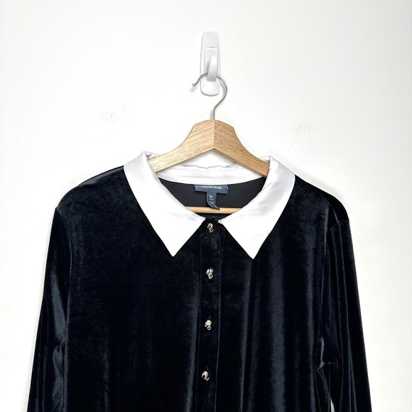 Modcloth Is It Wednesday Yet Mini Dress Black Velvet XL - Picture 4 of 10